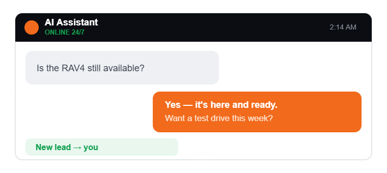 AI Chatbot — answering a buyer question on the storefront
